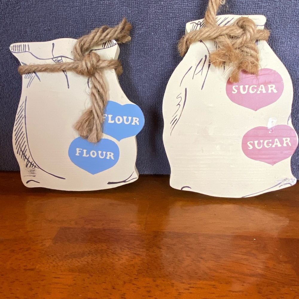 Ceramic sugar and flour wall hangings